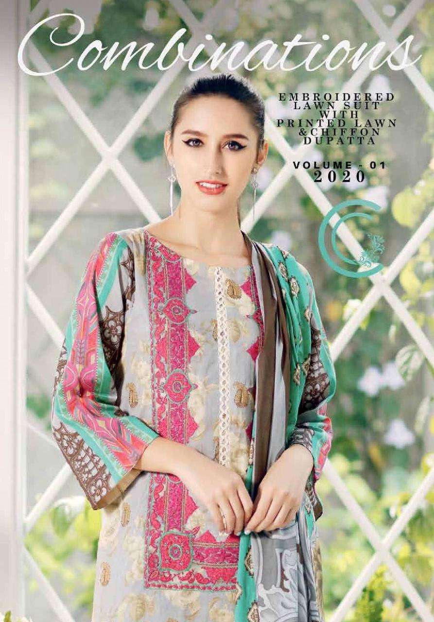 Charizma Combination Embroidered Lawn Collection 2020 Vol 01